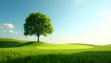 Fototapeta premium lonely tree on green meadow