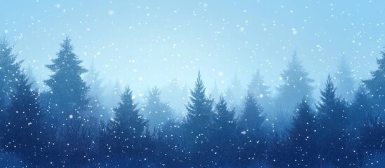 Snowy forest winter scene, falling snow, background