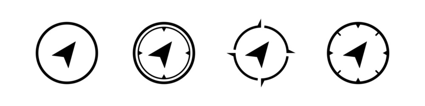 Compass icon. Navigation sign vector set. Gps wind rose symbol. Adventure compass orientation. North west south east direction. Gps navigation map sign.