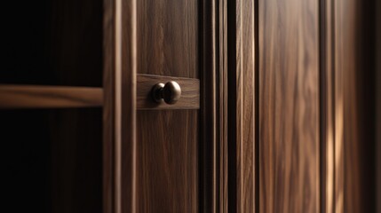 Obraz premium Carpenter assembling a wooden cabinet in a workshop. Featuring detailed woodworking and craftsmanship