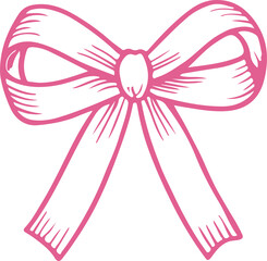 ecorative bows in pink sketch style. Perfect for stationery, gift wrap, and branding projects.