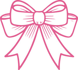 Elegant pink ribbon bow drawings with various shapes and styles. Great for design elements or decor accents.