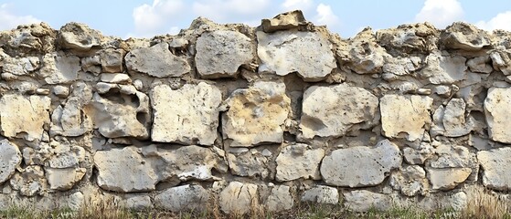 Obraz premium Ancient Stone Wall Under Cloudy Sky