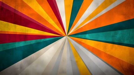Vibrant Abstract Background with Radiating Colorful Lines and Geometric Patterns
