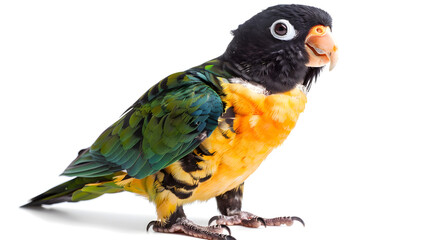 Professional Black-headed Caique Bird on Isolated White Background for Designs