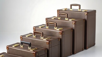Tariff Wall Global Business Strategy Shift, Stacked vintage suitcases in varying sizes, showcasing a classic travel aesthetic.