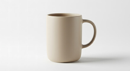 Obraz premium Minimalist beige ceramic mug isolated on a clean white background