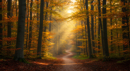 Obraz premium Experience the breathtaking beauty of autumn with this serene and enchanting image
