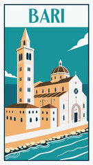 Bari Horizons - A Minimalist Flat Illustration Travel Poster