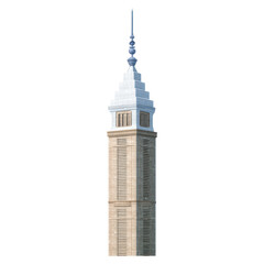 Iconic Art Deco Skyscraper with Distinctive Spire Design, isolated on transparent background.
