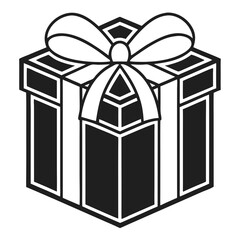 White gift box with ribbon isolated on white background for holiday and celebration themes