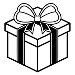 White gift box with ribbon isolated on white background for holiday and celebration themes