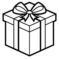 White gift box with ribbon isolated on white background for holiday and celebration themes