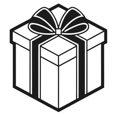 White gift box with ribbon isolated on white background for holiday and celebration themes