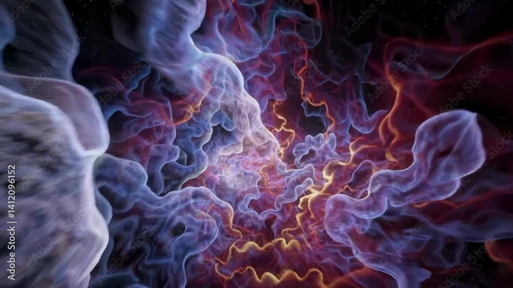 Wall mural cosmic energy flow: vibrant nebula explosion illuminating space with fiery waves