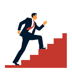 Fototapeta premium Businessman confidently climbing stairs, motivation and success concept