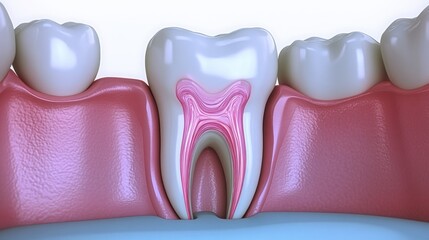 Exploring the intricate anatomy of a human tooth in a detailed cross-section view