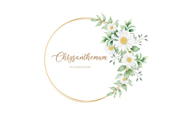 Watercolor white daisy wreath illustration