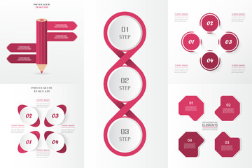 Set of creative infographic templates with 3 and 4 options, parts or processes.