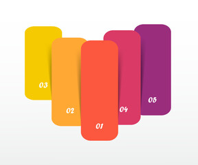 Step by step creative infographic template with 5 options, parts or processes.