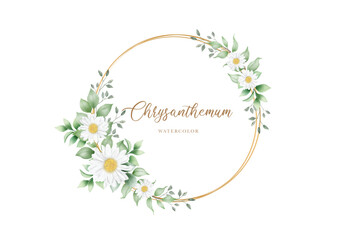 Watercolor white daisy wreath illustration