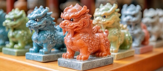 Chinese Foo Dog Statues on Display
