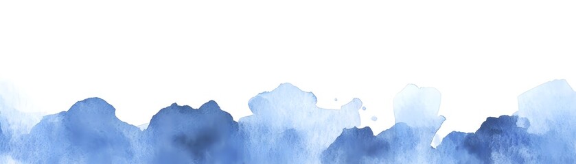 Delicate, shifting blue watercolor washes create a serene, horizontal design.