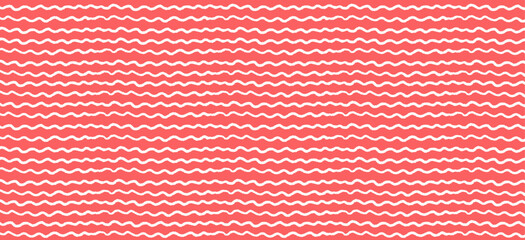 White Wavy Lines Pattern on Pink Background, Hand Drawn Abstract Design