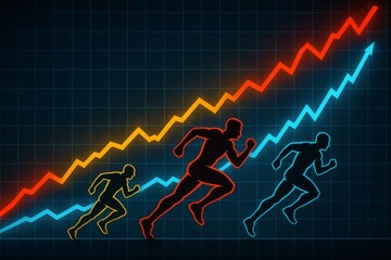 Progression of Runners Accelerating Towards Success in a Dynamic Visual Representation of Growth