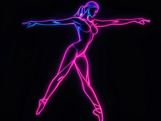 Obraz premium Vibrant neon silhouette of a female dancer 