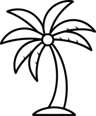 Coconut tree outline icon on transparent background
