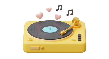 Fototapeta premium Isolated Record Player with Notes and Hearts