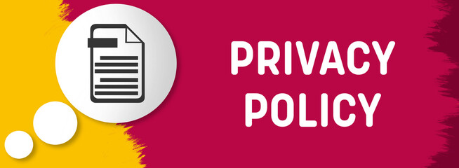 Privacy Policy Yellow Pink Circle Symbol Abstract Horizontal Text 