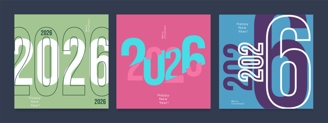 2026 Creativity Geometric Numbers of Happy New Year and Merry Christmas. Abstract Typography for Vibrant Advertising, Web Delights, Social Media Sparks, Banners, Covers, Posters.