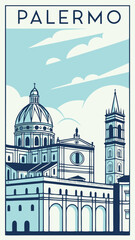 Timeless Beauty - Minimalist Flat Illustration Travel Poster of Palermo