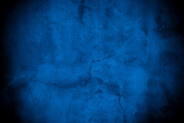 Old wall pattern texture cement blue dark abstract  blue color design are light with black gradient background.