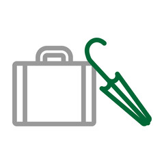 Obraz premium Travel Umbrella Vector Line Dark Green with Grey Icon Design