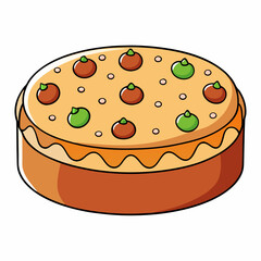 Fruitcake Simple Festive Dessert Illustration