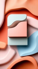 Abstract shapes in soft pastel colors.