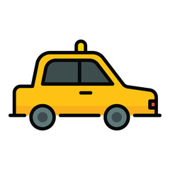 A yellow cab color icon, symbolizing urban transportation, ride-hailing services, and convenient travel