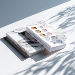 Neutral Eyeshadow Palette on Marble with Botanical Shadow