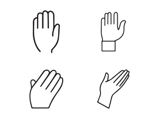 Four hand gestures in black outline on white background