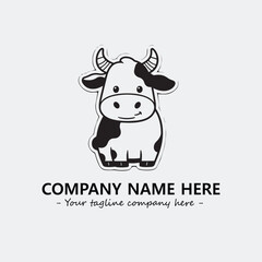 Cow illustration black and white for logo company vector image
