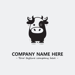 Cow illustration black and white for logo company vector image

