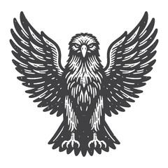 Fototapeta premium Simple Golden Eagle Front View Vector Design – Vintage Logo & Retro Illustration