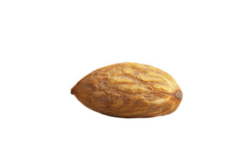 A single ripe almond resting elegantly on a clean surface bathed in soft natural light isolated on transparent background