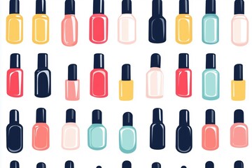 Obraz premium Colorful nail polish bottle pattern, repeating design, various colors and shapes