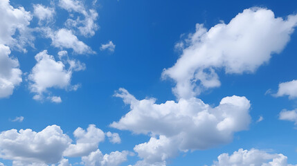 Fototapeta premium Fluffy Cumulus Clouds in a Vivid Blue Sky