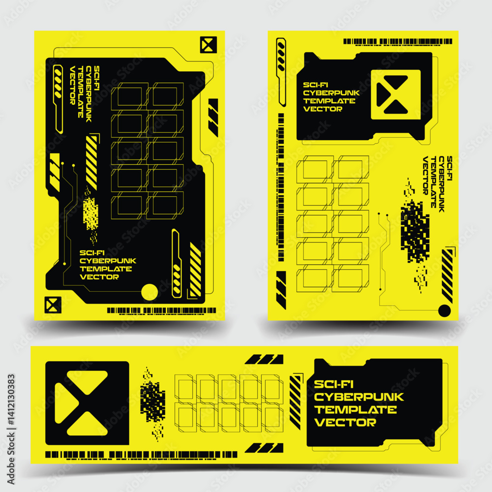 Wall mural y2k 2000s scifi cyberpunk retro-futuristic layout template set dashboard for ux-ui application, 2d v