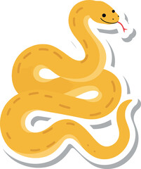 Obraz premium Yellow snake with smiling face and red tongue in simple minimalist flat style vector illustration